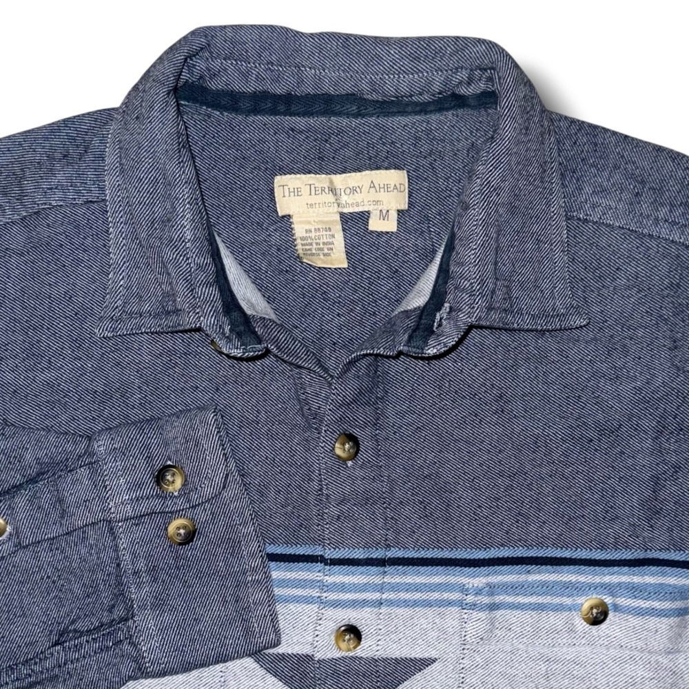 The Territory Ahead Mens Medium Blue Southwestern Band Cotton Button Down Shirt
